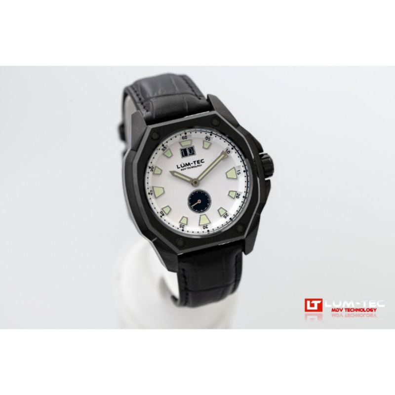 Lum-Tec V10 Big Date Watch - Black Croc Leather Strap