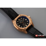 Lum-Tec V14 18K Gold PVD Coated Watch - Black Croc Leather Strap