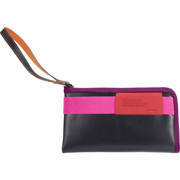 Cote et Ciel Large Leather Wallet | Black/Pink/Orchid 28086