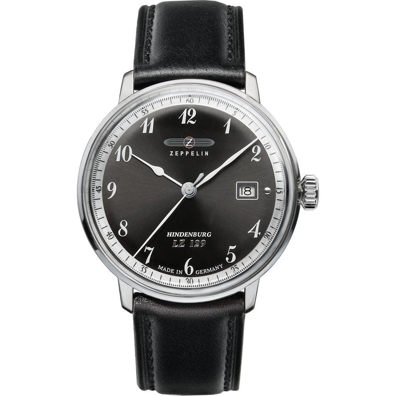 Zeppelin Hindenburg Watch | Black & Black Leather 7046-2