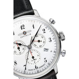 Zeppelin Hindenburg Chronograph Watch | White & Black Leather 7086-1